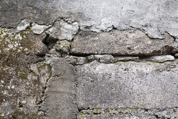 Broken and crumbling concrete wall grunge texture