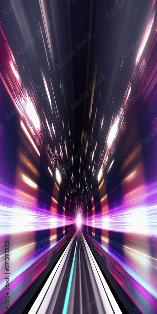 Poster abstract warp speed tunnel in the future. generative ai