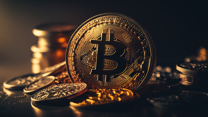 Golden bitcoin conceptual image for crypto