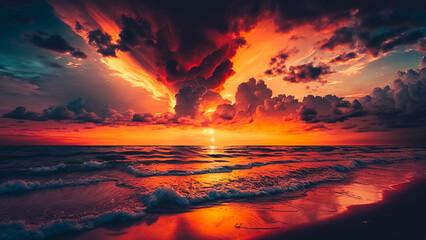 Incredible sunset over the Black Sea shot