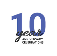 10th anniversary celebration logo design. vector festive illustration. Realistic 3d sign. Party event decoration
