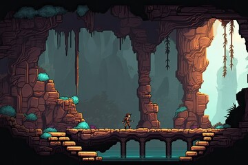 Illustration of a platform game level design - Created with Generative Ai