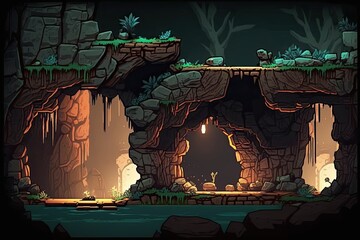 Illustration of a platform game level design - Created with Generative Ai