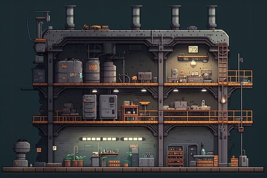 Illustration of a platform game level design - Created with Generative Ai