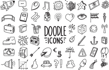 Various hand drawn doodles, vector elements on white background