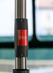 Red stop button bus detail