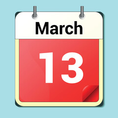 day on the calendar, vector image format, March 13