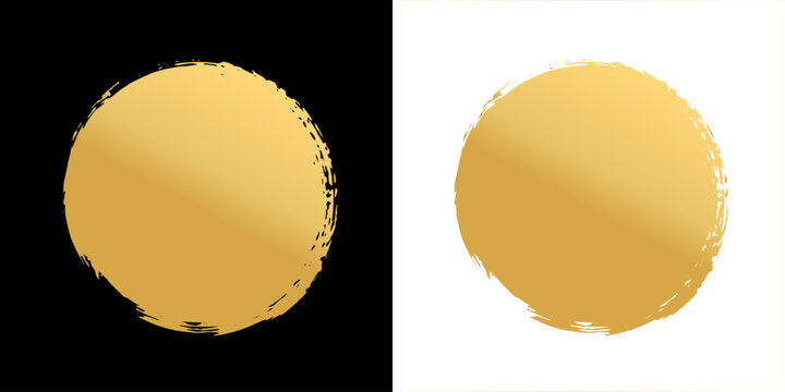 Vector gold circle frame set. Vector illustration for invitation or wedding decor, logo, labels, branding, business identity
