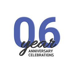 06th anniversary celebration logo design. vector festive illustration. Realistic 3d sign. Party event decoration