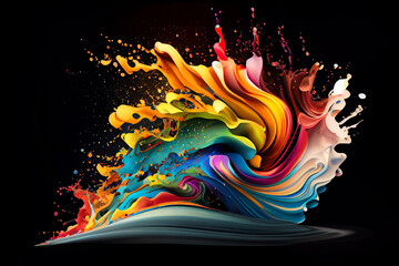 Rainbow wave. Colorful paint splash. Generative AI. 2
