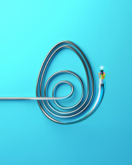 Creative Easter design template with an egg shaped fiber optic cable. 3D render illustration.