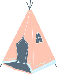 Tepee tent little cutie baby shower illustration