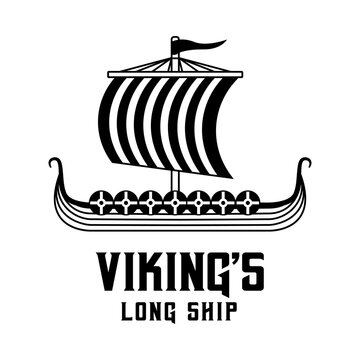 Viking long ship vector. Long ship is a typical boat of the Vikings from the Nordic or Scandinavian regions.
