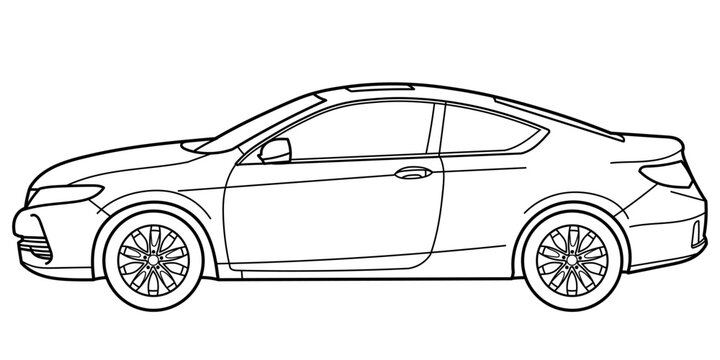 black and white coupe car outline clip art preview