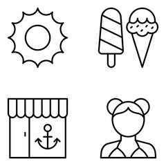 Obraz premium Beach Vector Line Icons