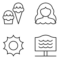 Beach Vector Line Icons