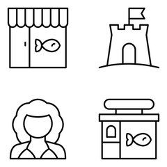 Beach Vector Line Icons