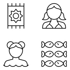 Beach Vector Line Icons