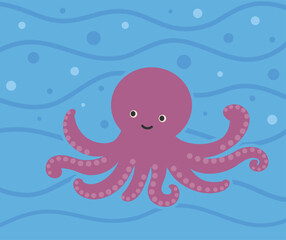 海の中の幸せそうなタコ