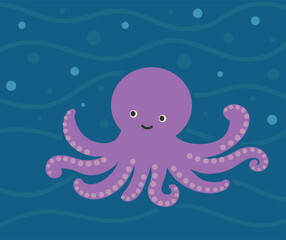 深海を泳ぐタコ