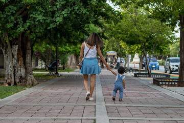 woman walking in the city