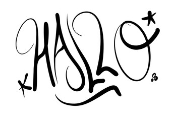 Ilustración tipografia Hallo saludo en Aleman