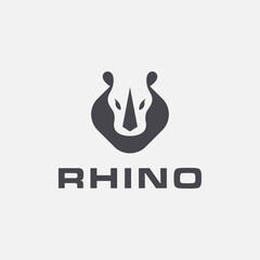 simple rhino head logo negative space