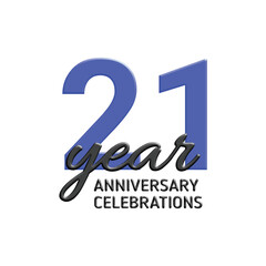21th anniversary celebration logo design. vector festive illustration. Realistic 3d sign. Party event decoration