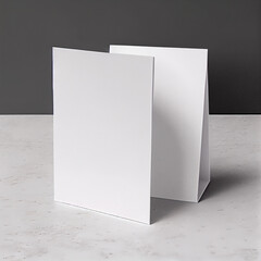 Brochure or flyer mockup, blank white greeting card, 3d rendering. Generative AI