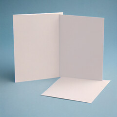 Brochure or flyer mockup, blank white greeting card, 3d rendering. Generative AI