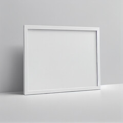 Horizontal white frame mockup, blank wall art frame mockup, 3D rendering. Generative AI