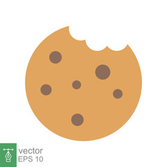 Cookie biscuit icon. Simple flat style sign. Bite of dessert, bread crumbs, chocolate sweetness. Eaten cookies symbol. Vector illustration isolated on white background. EPS 10.