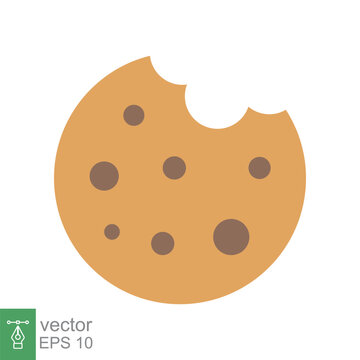 Cookie biscuit icon. Simple flat style sign. Bite of dessert, bread crumbs, chocolate sweetness. Eaten cookies symbol. Vector illustration isolated on white background. EPS 10.