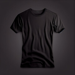 Blank t-shirt mockup, black basic tee for your design. Ghost mannequin. Generative AI