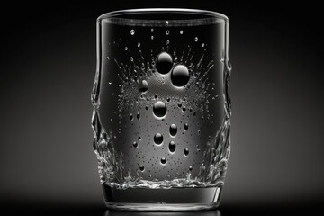 glass with bullet holes isolated on black. Generative AI