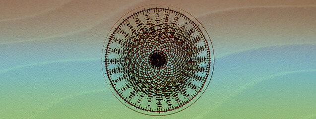 Web banner with cymatics sand form