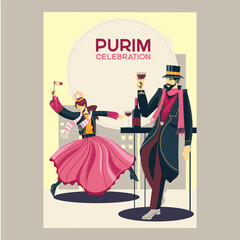 Beautiful poster design for Purim holiday mean Jewish holiday