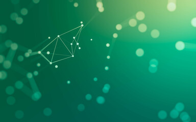 Abstract background. Molecules technology with polygonal shapes, connecting dots and lines. Connection structure. Big data visualization.
