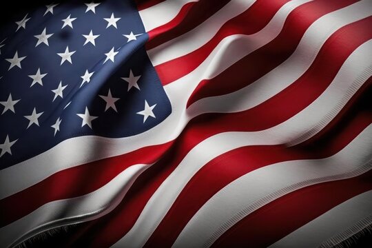 USA flag close up. US of America national holiday celebrate background, generative ai
