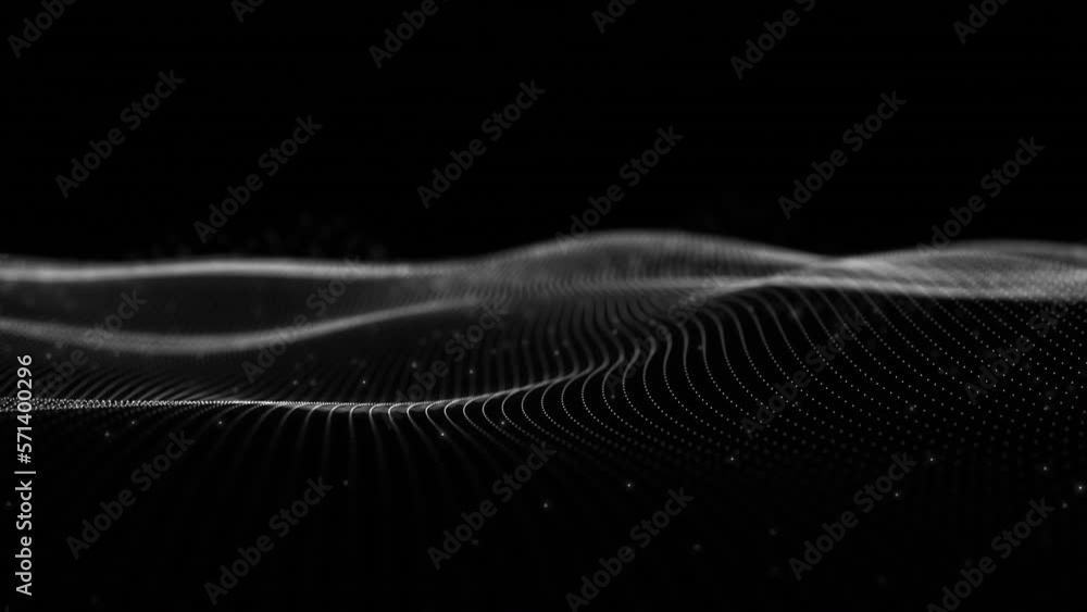 Poster abstract background of white dots, wave pattern. white waves of dots, lines the pattern flows on the