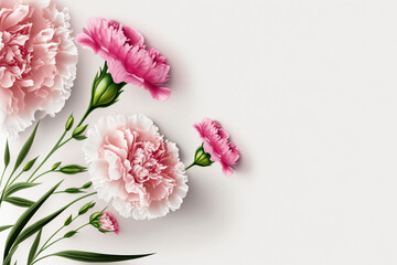 pink flowers on a white background generative ai 