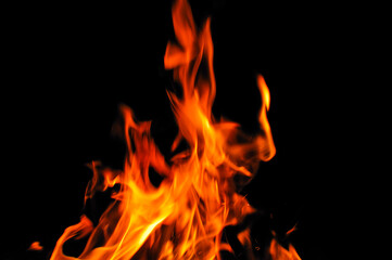 Fototapeta premium Fire flames on black background