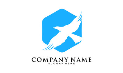 Dove and polygon silhouette icon logo