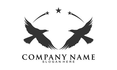 Obraz premium Twin dove with three star vector logo