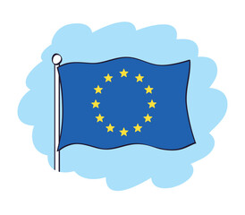 Flag of Europe, European Union flag cartoon vector icon.