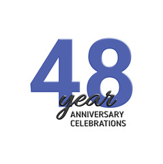 48th anniversary celebration logo design. vector festive illustration. Realistic 3d sign. Party event decoration