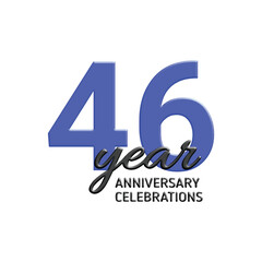 46th anniversary celebration logo design. vector festive illustration. Realistic 3d sign. Party event decoration