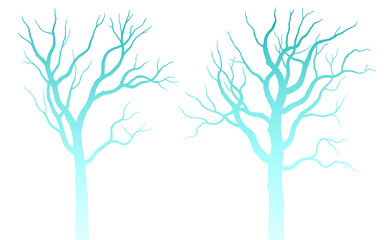 Winter trees watercolor illustration, tree silhouette illustration