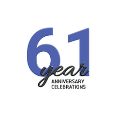 61th anniversary celebration logo design. vector festive illustration. Realistic 3d sign. Party event decoration