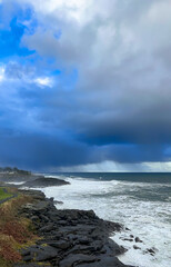 Storm clouds over the coastline near depoe Bay on the Oregon coast